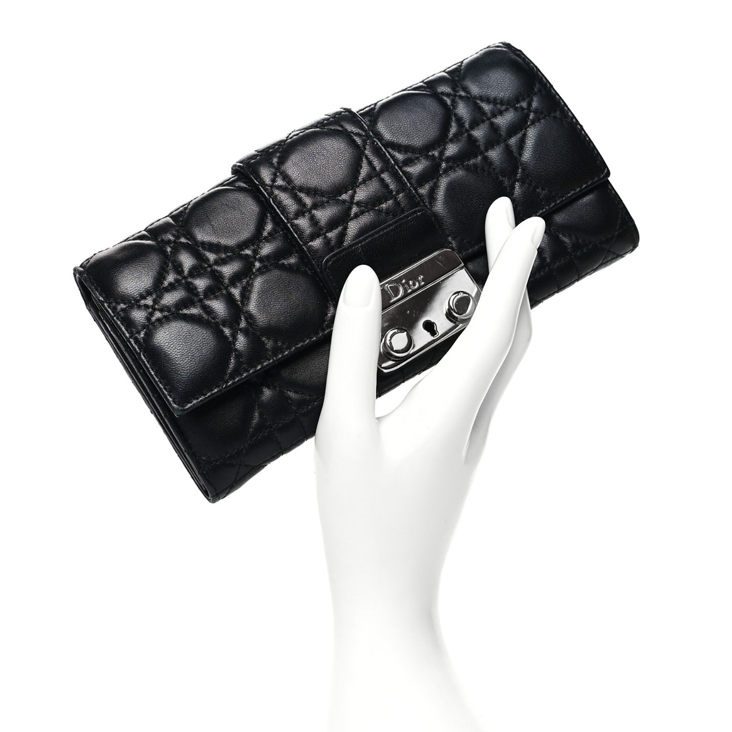 Lambskin Cannage Miss Dior Chain Wallet Black