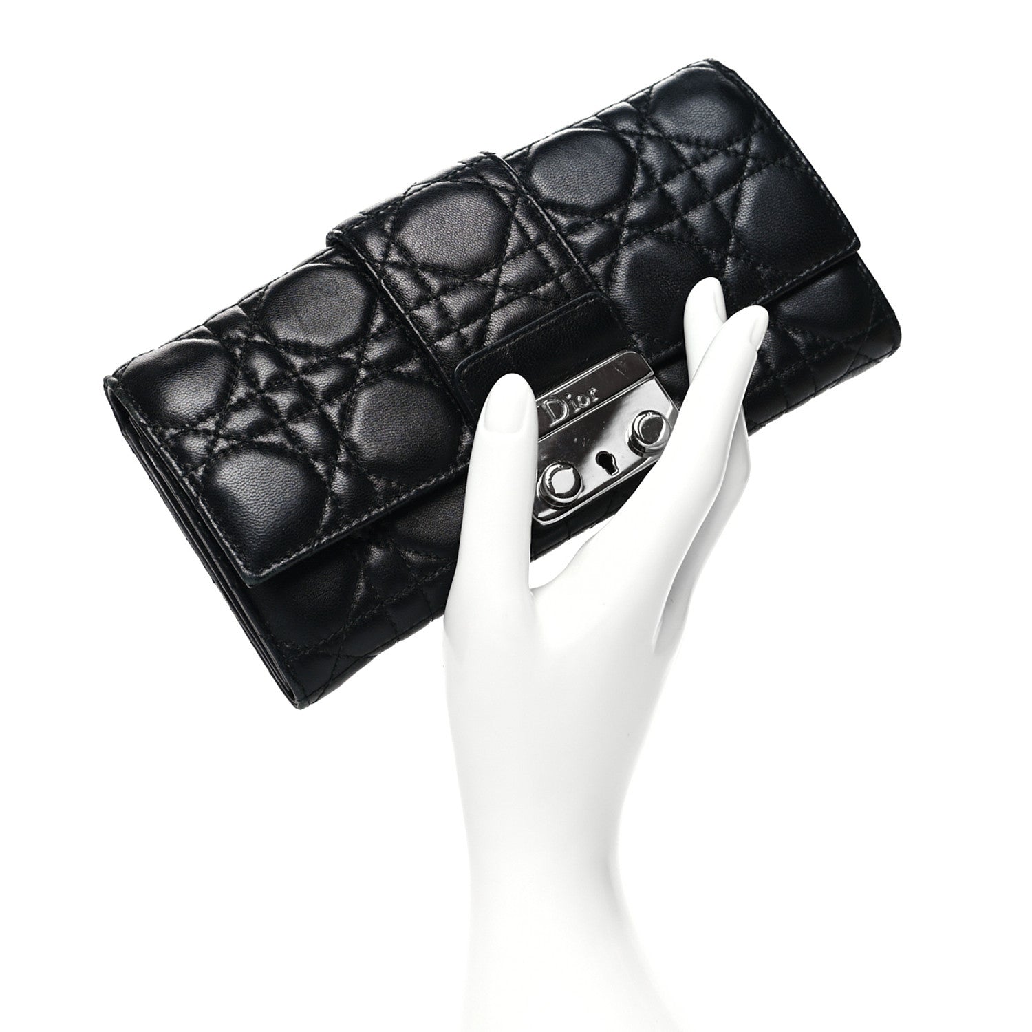 Christian Dior Lambskin Cannage Miss Dior Chain Wallet Black 2 of 12