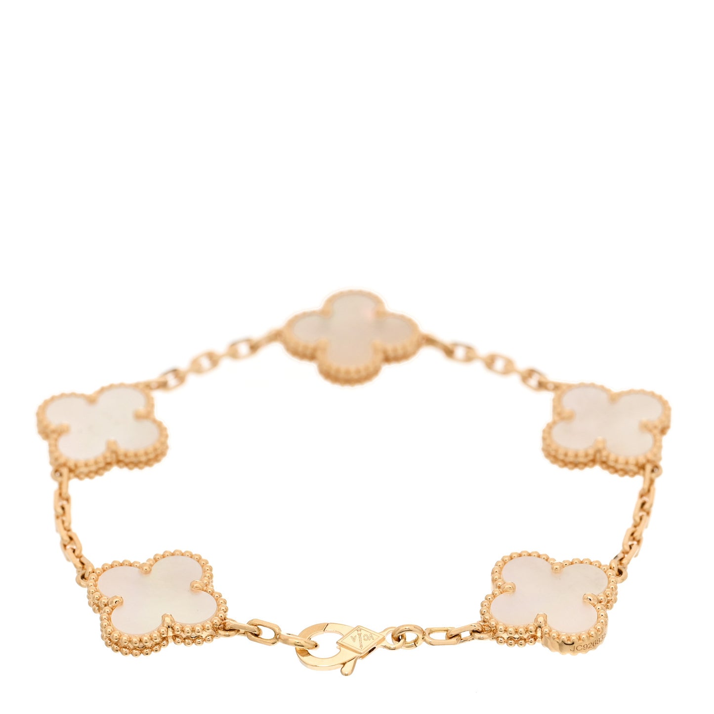 18K Yellow Gold Mother of Pearl 5 Motifs Vintage Alhambra Bracelet