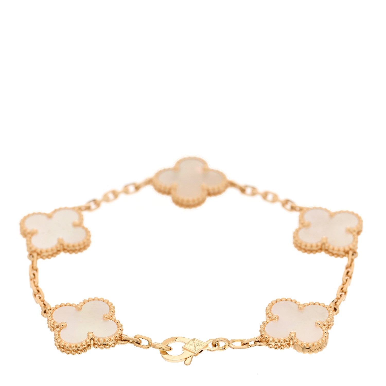 Van Cleef & Arpels 18K Yellow Gold Mother of Pearl 5 Motifs Vintage Alhambra Bracelet 2 of 5