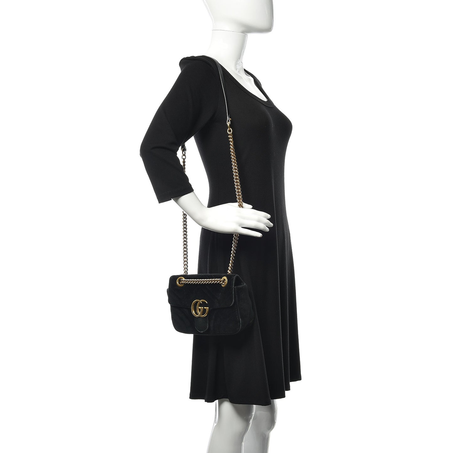 Velvet Matelasse Mini GG Marmont Shoulder Bag Black