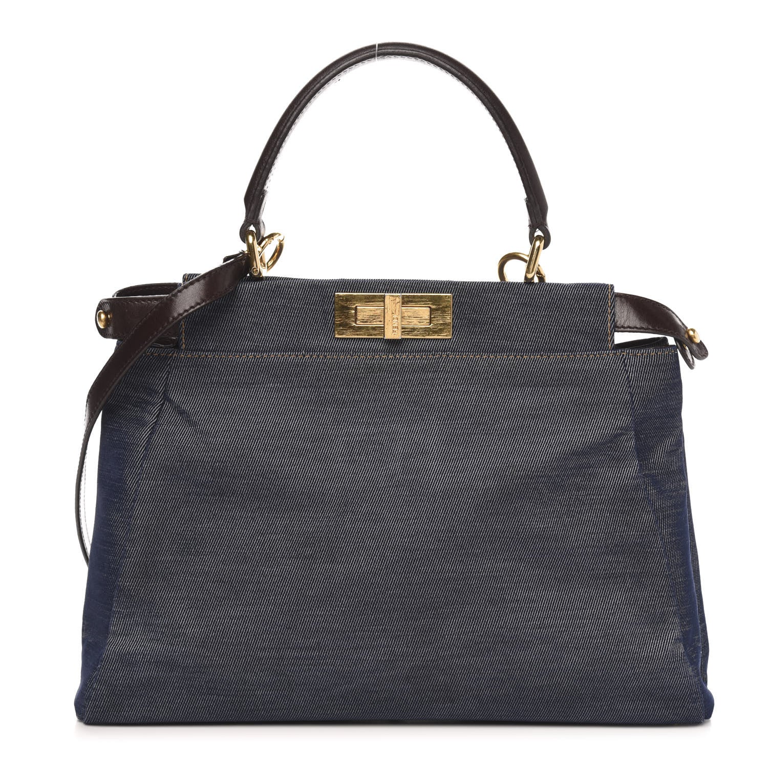 Fendi Denim Medium Peekaboo Iconic Satchel Blue 1 of 13