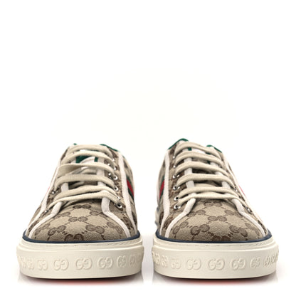Gucci GG Monogram Web Mens 1977 Tennis Sneakers 8.5 Beige Ebony Mystic White Vert 3 of 10