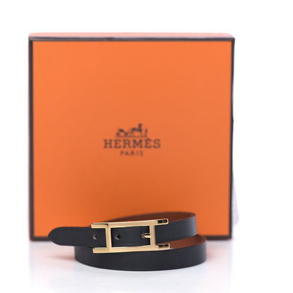 Hermes Swift Behapi Double Tour Bracelet T2 Black Gold 6 of 6