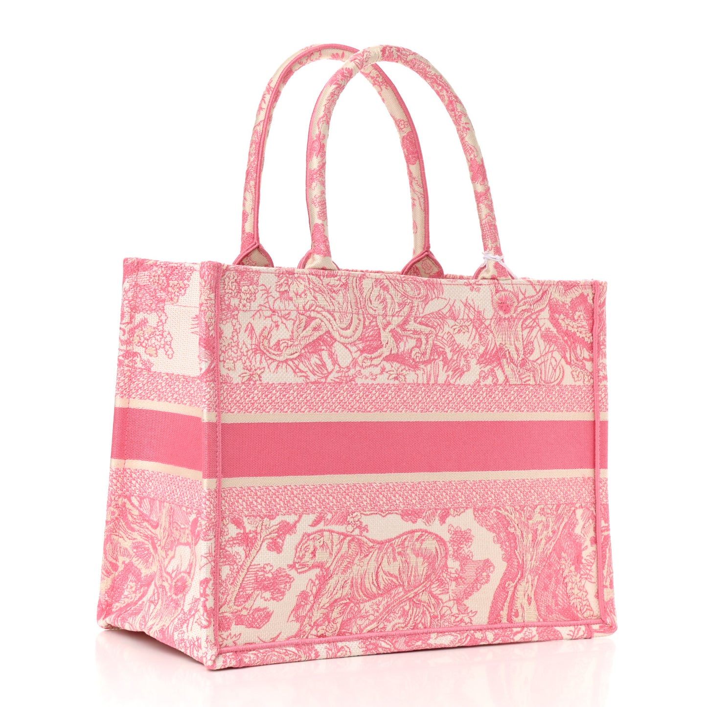 Canvas Embroidered Medium Dioriviera Toile De Jouy Book Tote Peony Pink