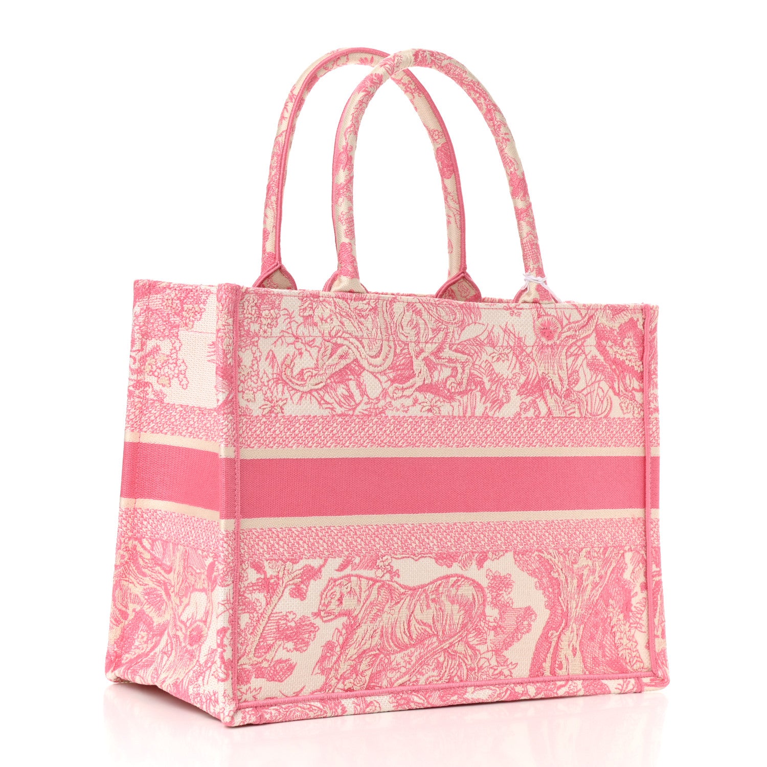 Christian Dior Canvas Embroidered Medium Dioriviera Toile De Jouy Book Tote Peony Pink 3 of 10