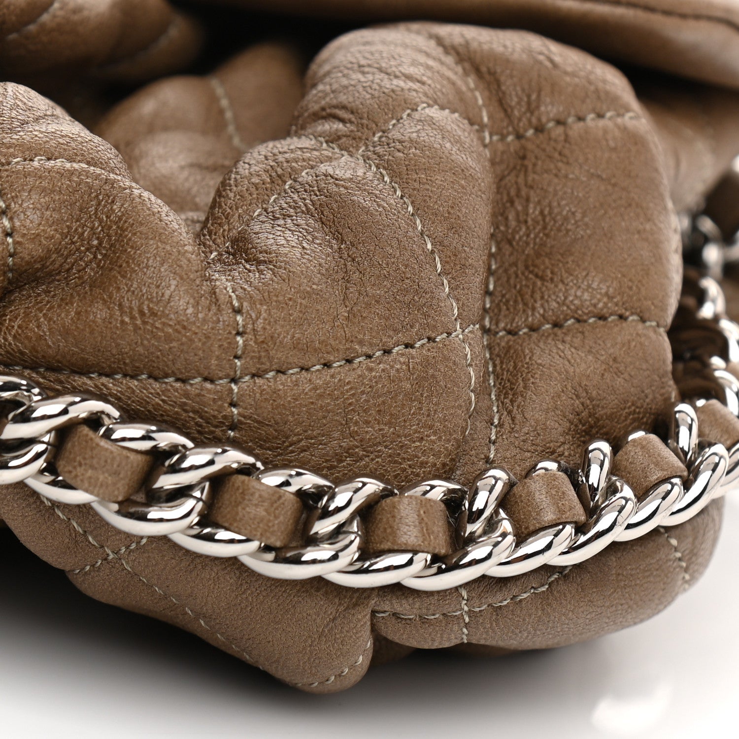 Chanel Washed Lambskin Quilted Medium Chain Around Messenger Taupe 18 of 19