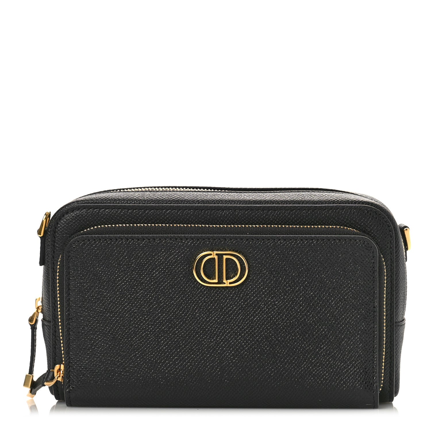 Christian Dior Grained Calfskin Caro Double Pouch Black 1 of 7