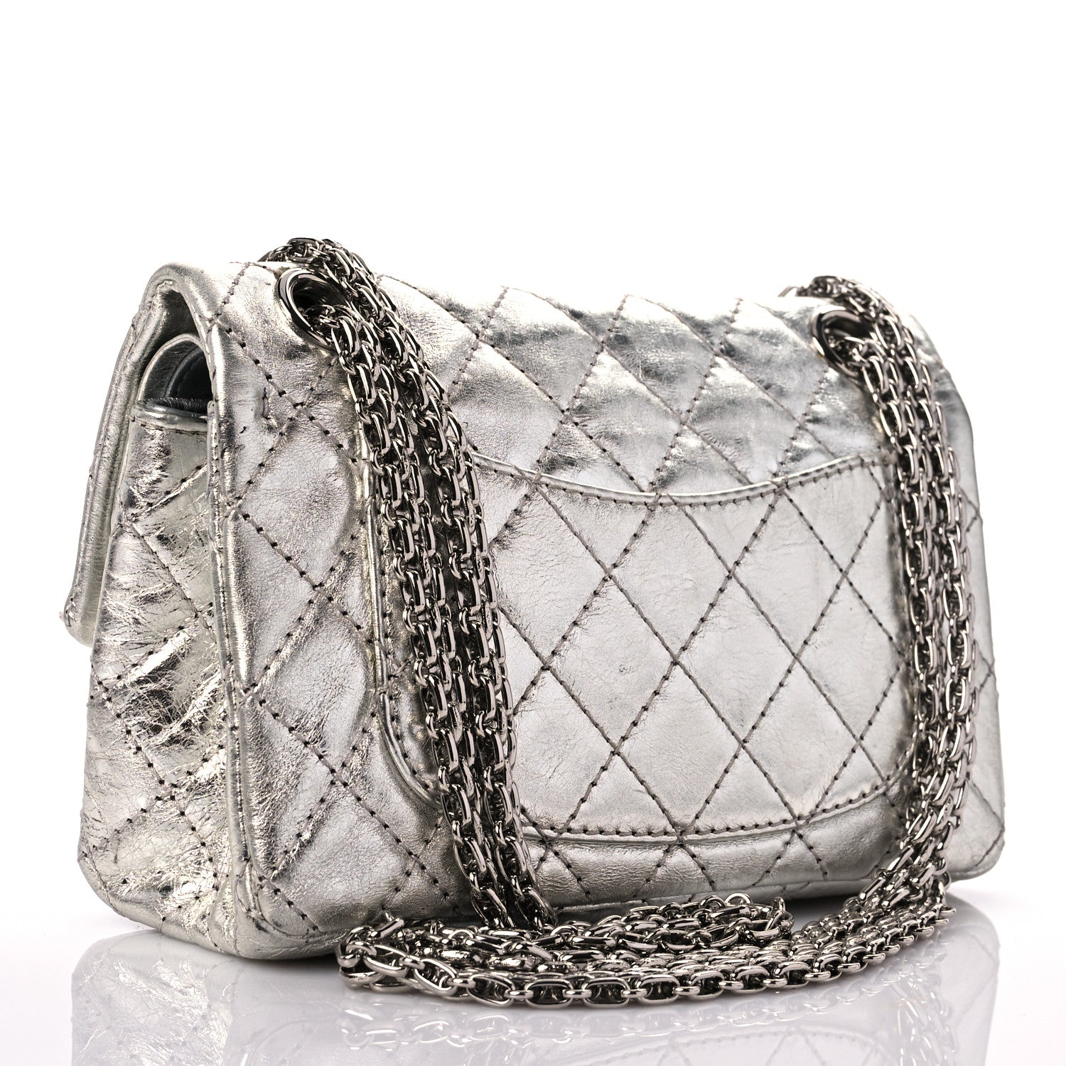 Chanel Metallic Aged Calfskin Quilted 2.55 Reissue 224 Flap Silver 3 of 12
