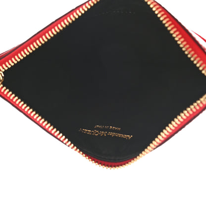 Alexander McQueen Calfskin Crocodile Embossed Skull Zip Wallet Card Holder Deep Red 5 of 8