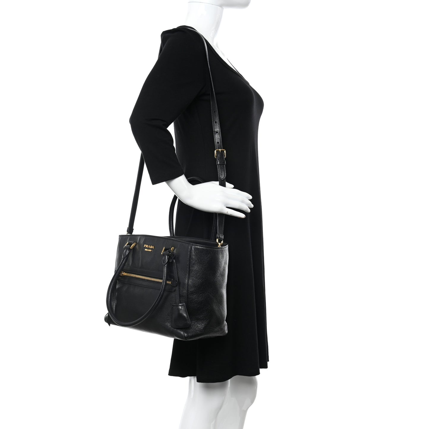 Calfskin Front Pocket Tote Black
