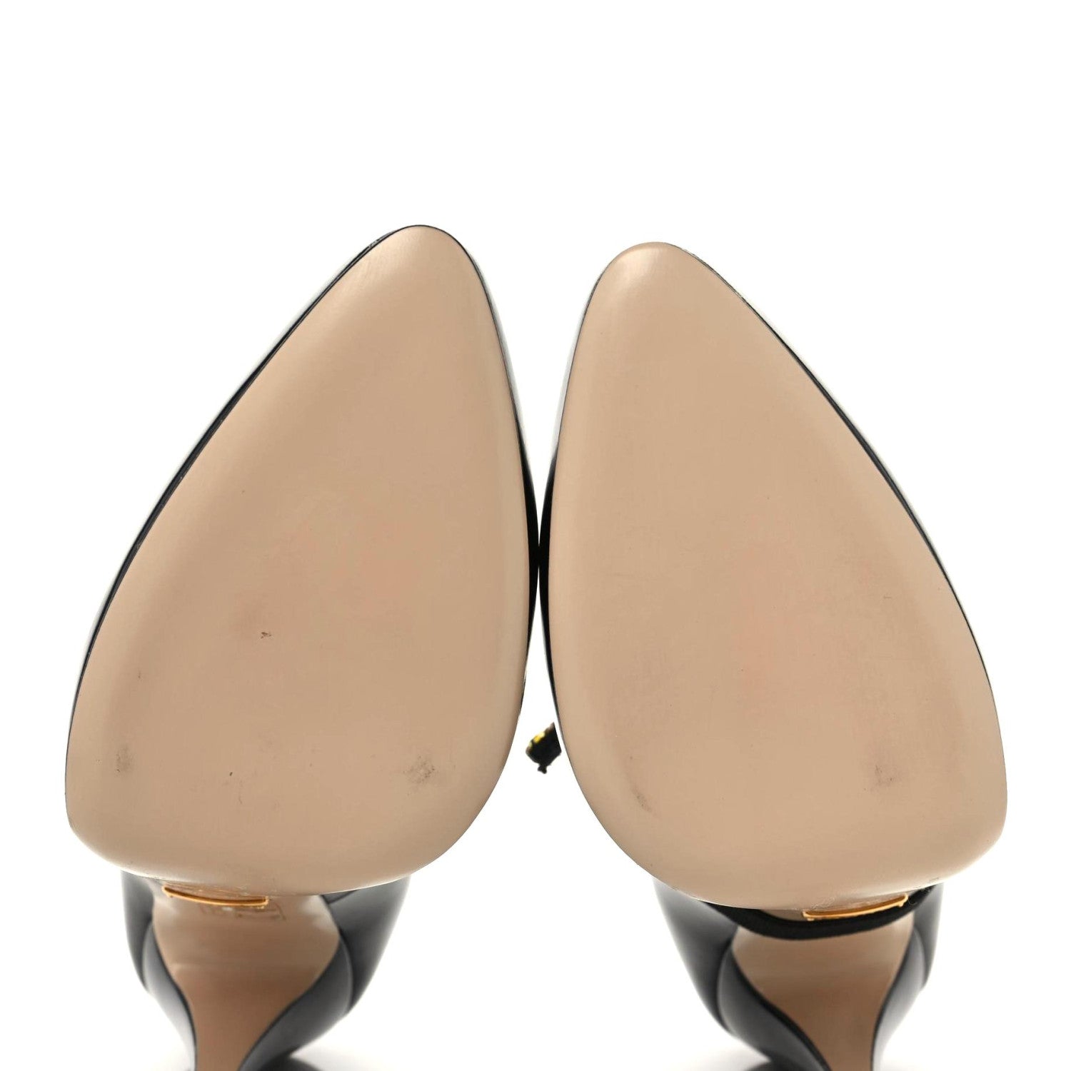 Gucci Polished Calfskin Removable Bee Elaisa Platform High Heel Pumps 37 Black 9 of 11