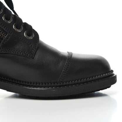 Chanel Calfskin Quilted Lace Up Combat Boots 37 Black 12 of 19