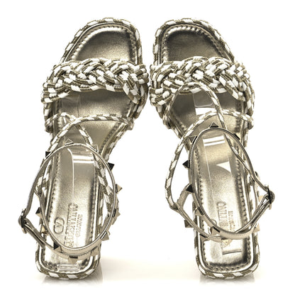Valentino Garavani Metallic Laminated Nappa Espadrille 25/90mm Slide 40 White Platino 2 of 12