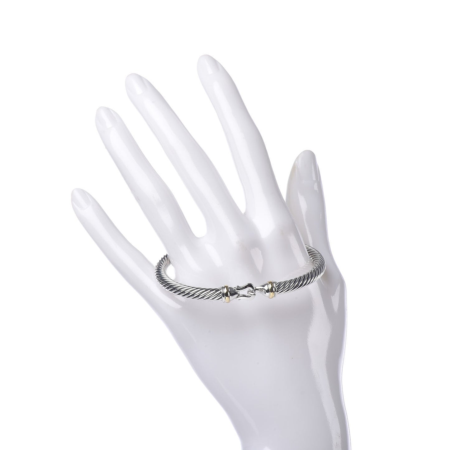Sterling Silver 18K Yellow Gold 5mm Cable Classic Buckle Bracelet