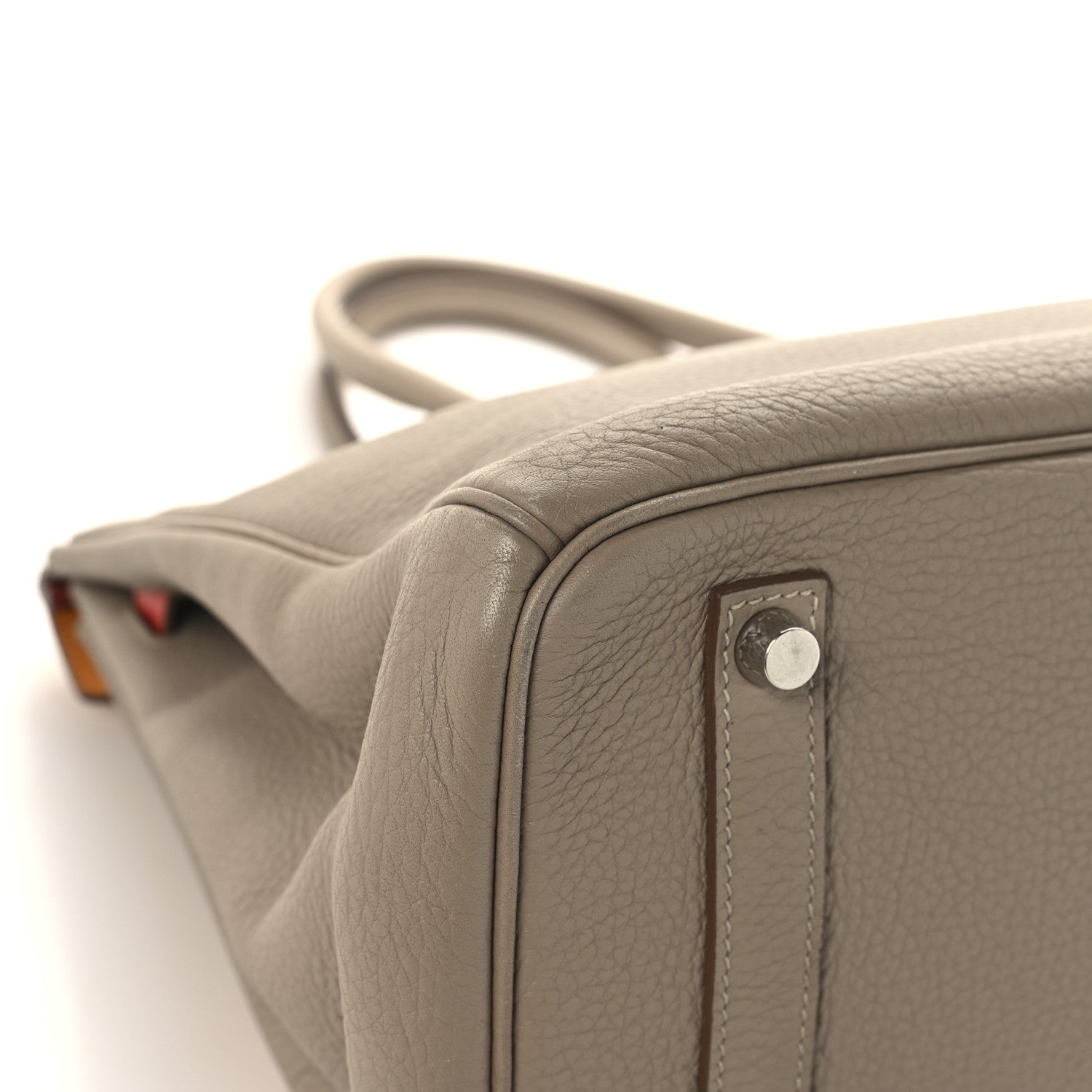 Hermes Taurillon Clemence Swift Tri-Color Birkin 35 Sanguine Gris Tourterelle Moutarde 11 of 14
