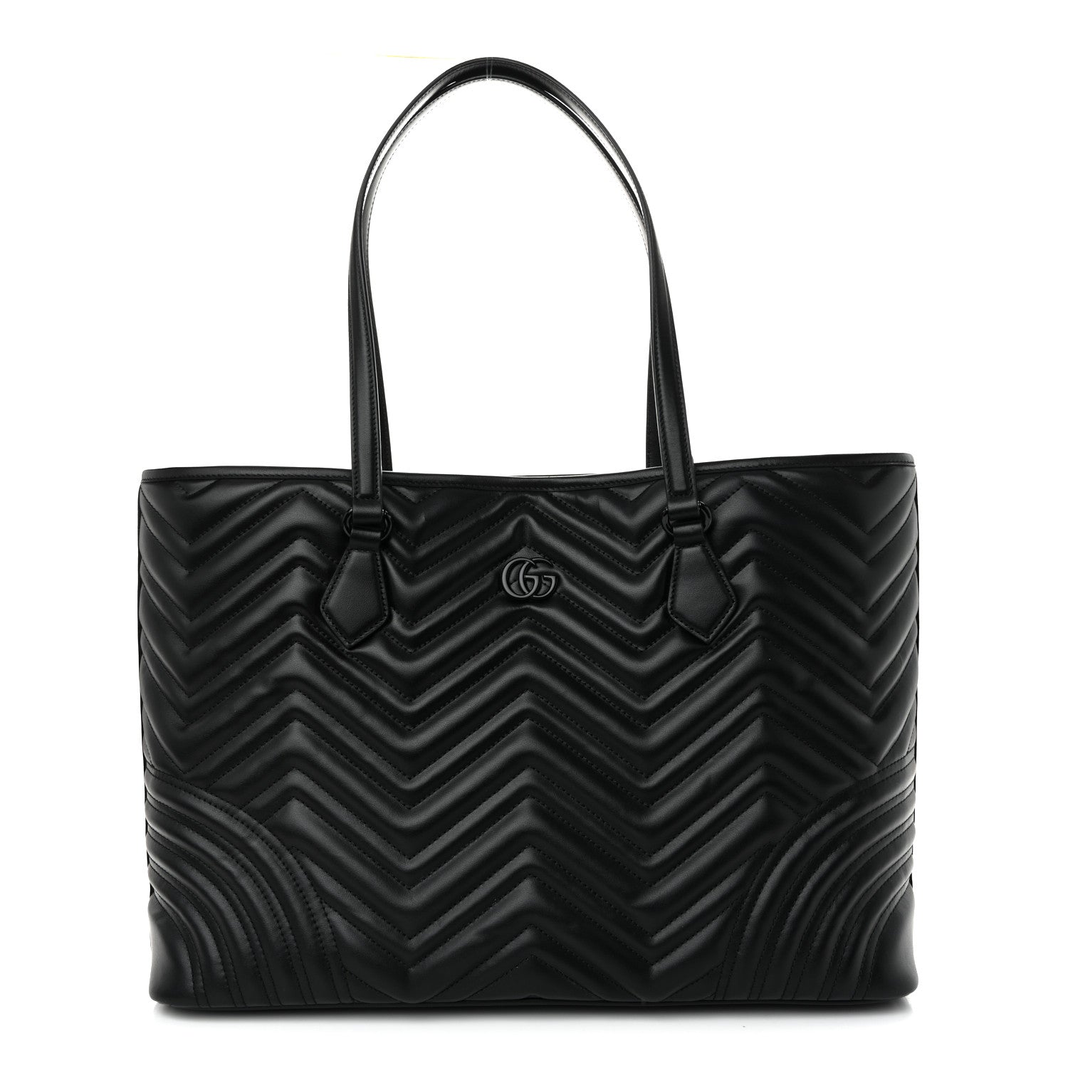 Gucci Calfskin Matelasse Monochrome Large GG Marmont Tote Bag Black 1 of 10