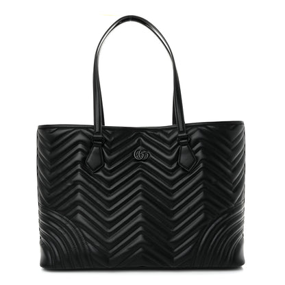 Gucci Calfskin Matelasse Monochrome Large GG Marmont Tote Bag Black 1 of 10