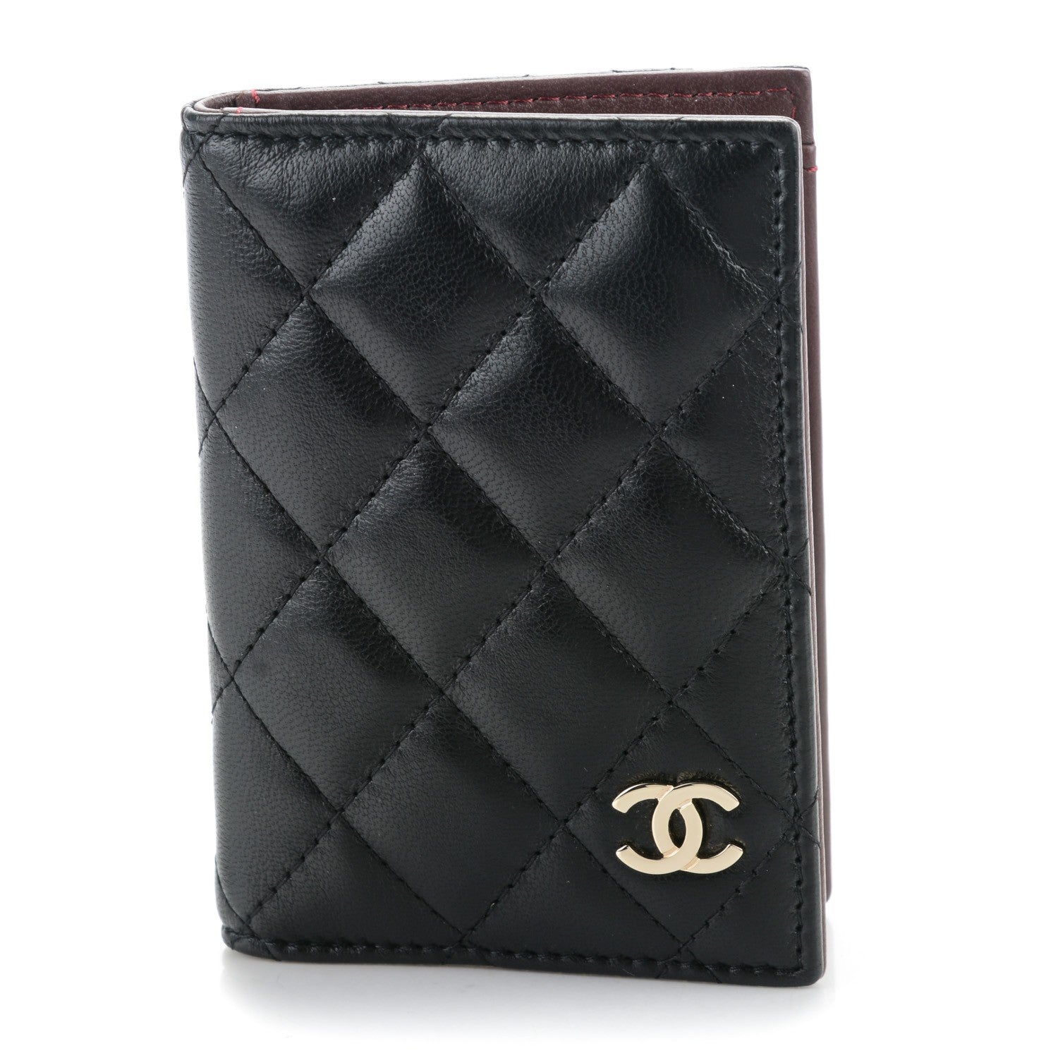 Chanel Lambskin Quilted CC Card Holder Wallet Black 1 of 7