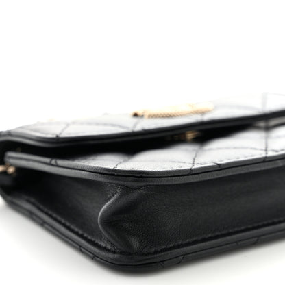 Chanel Lambskin Quilted Crystal CC Charm Clutch With Chain Black 10 of 12