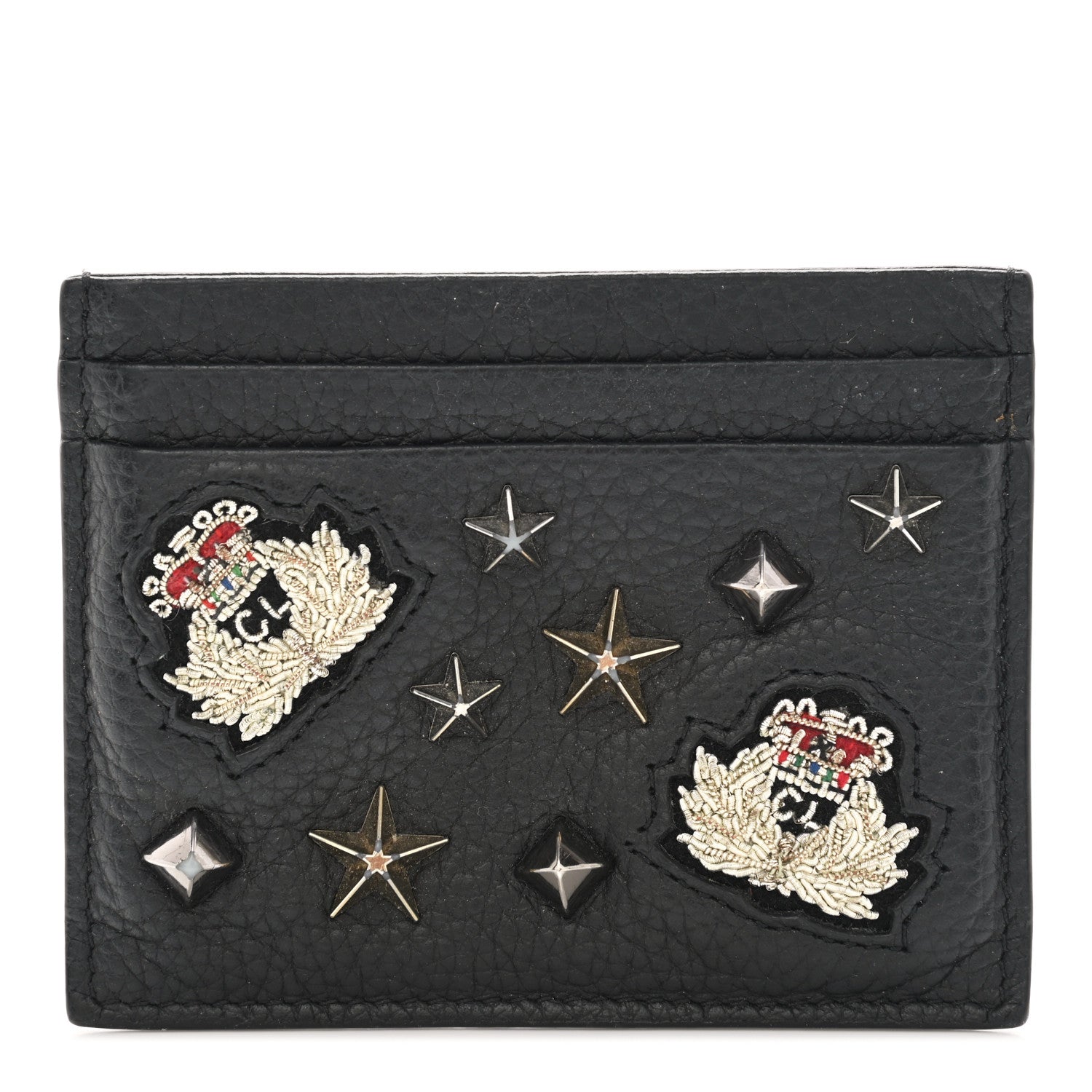 Christian Louboutin Grained Calfskin Kios Star Studded Card Holder Black 1 of 6