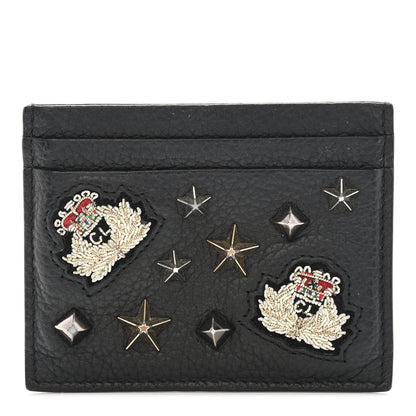 Christian Louboutin Grained Calfskin Kios Star Studded Card Holder Black 1 of 6