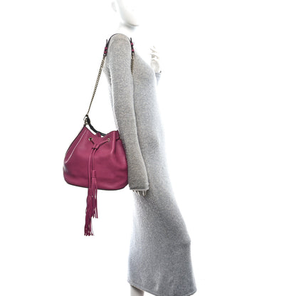 Gucci Pebbled Calfskin Miss Bamboo Bucket Bag Purple 2 of 10