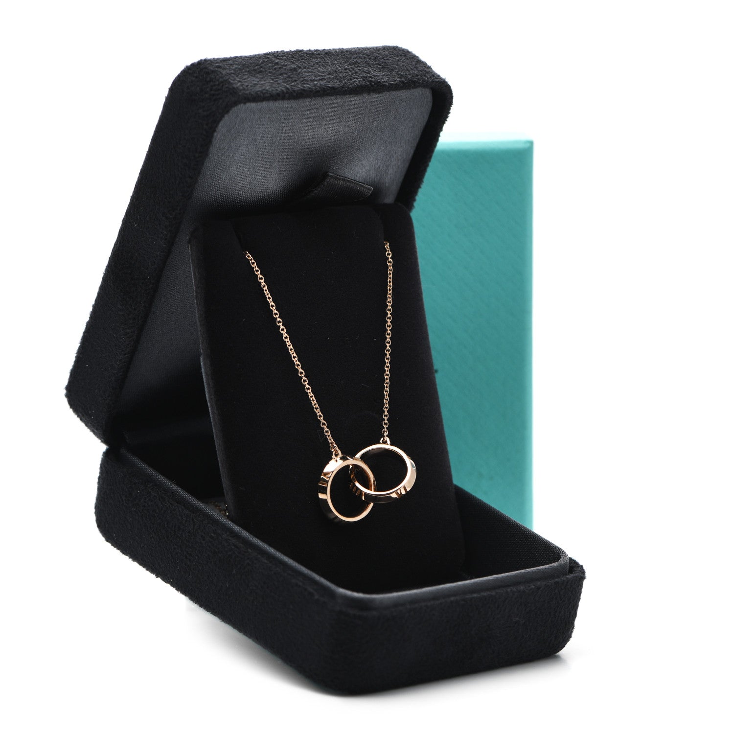 Tiffany 18K Rose Gold Interlocking Atlas Open Pendant Necklace 6 of 6
