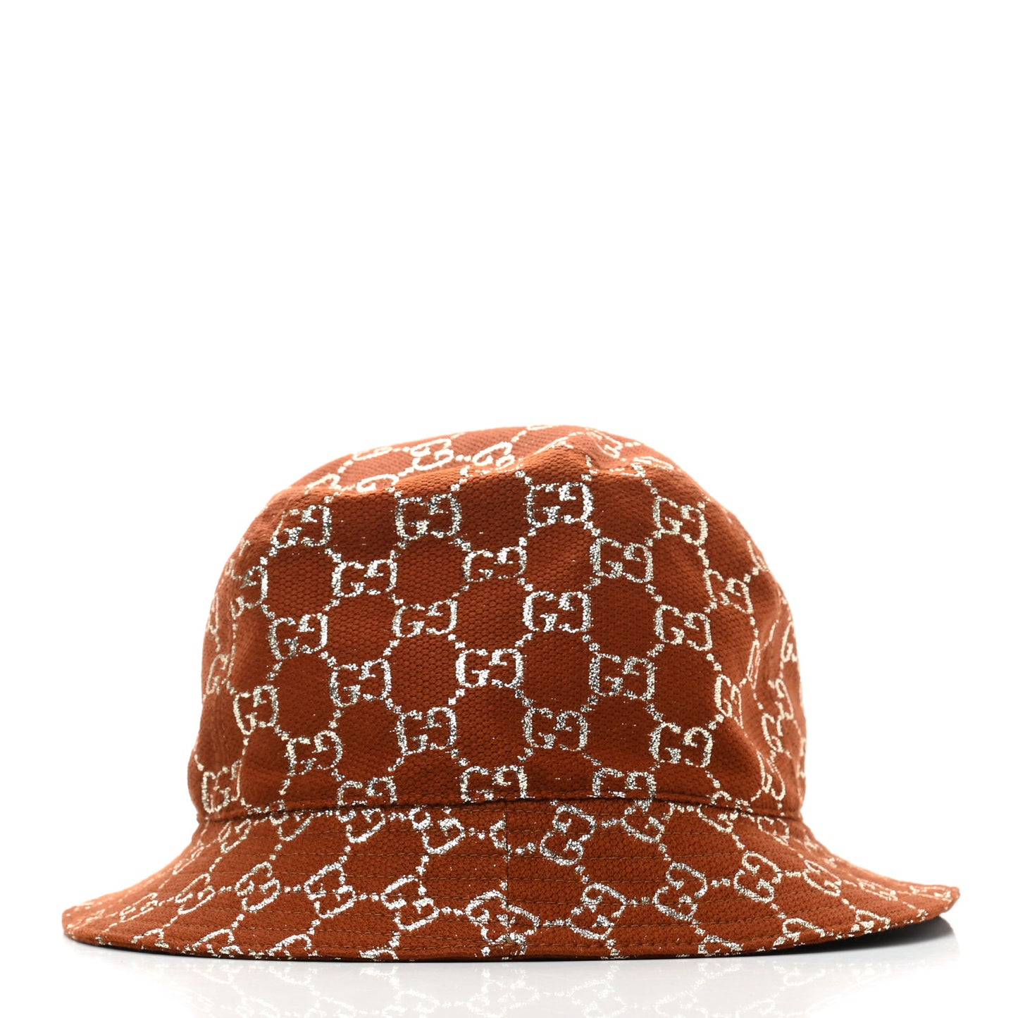 Canvas Lame GG Monogram Bucket Hat M Burnt Orange Silver