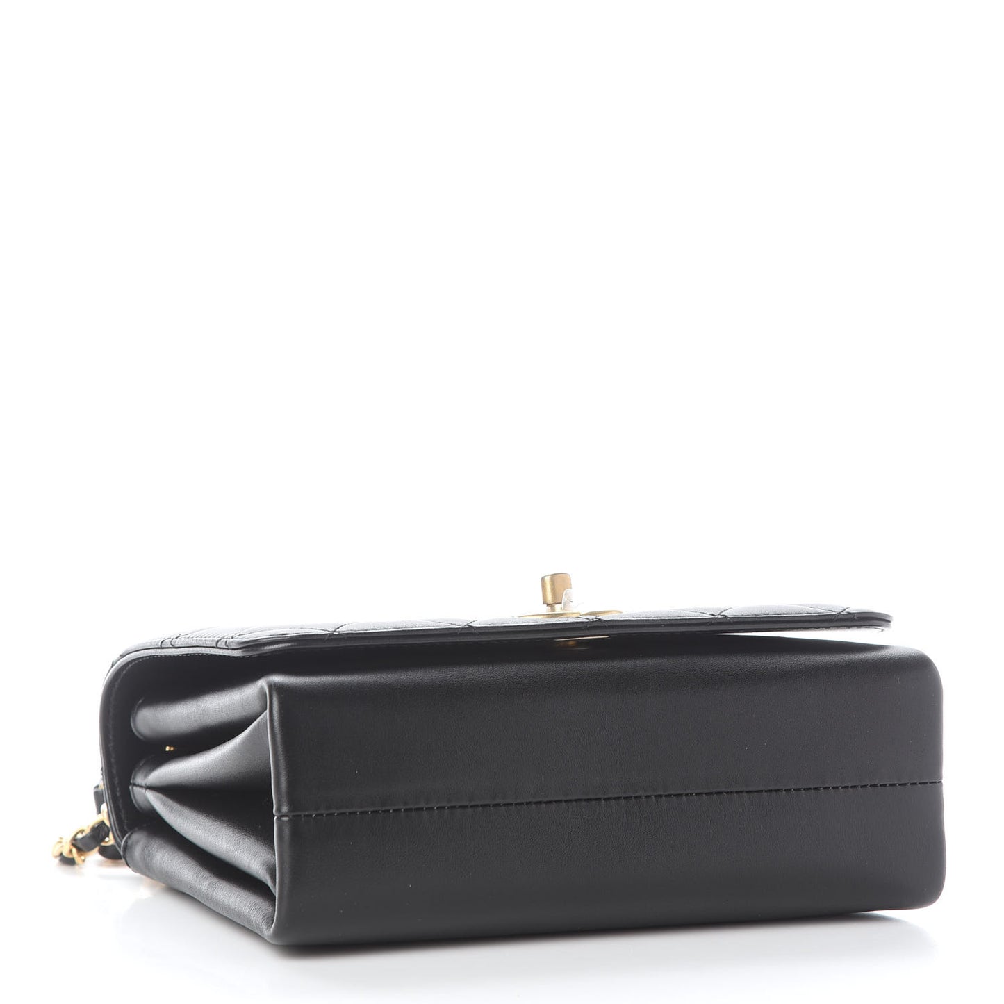 Calfskin Quilted Pearl Jewel Chain Flap Black