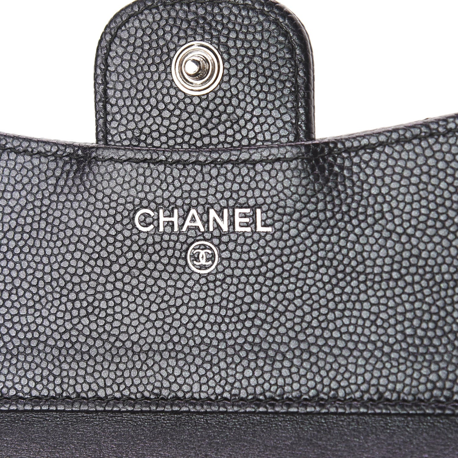 Chanel Iridescent Caviar Chevron Quilted Compact Flap Wallet Black 7 of 10