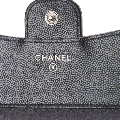 Chanel Iridescent Caviar Chevron Quilted Compact Flap Wallet Black 7 of 10