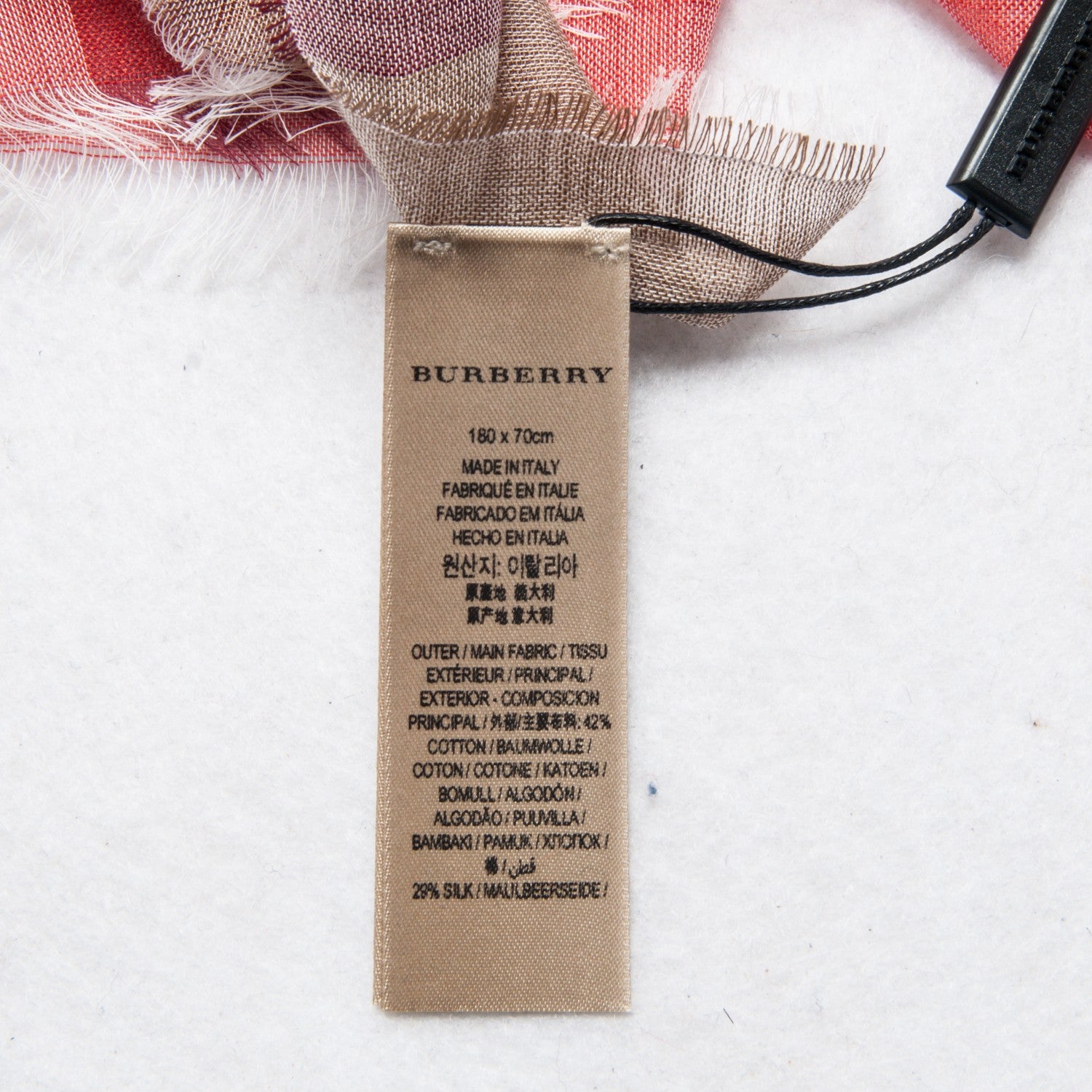Burberry Cotton Silk Wool Half Mega Check Scarf Honey 4 of 8