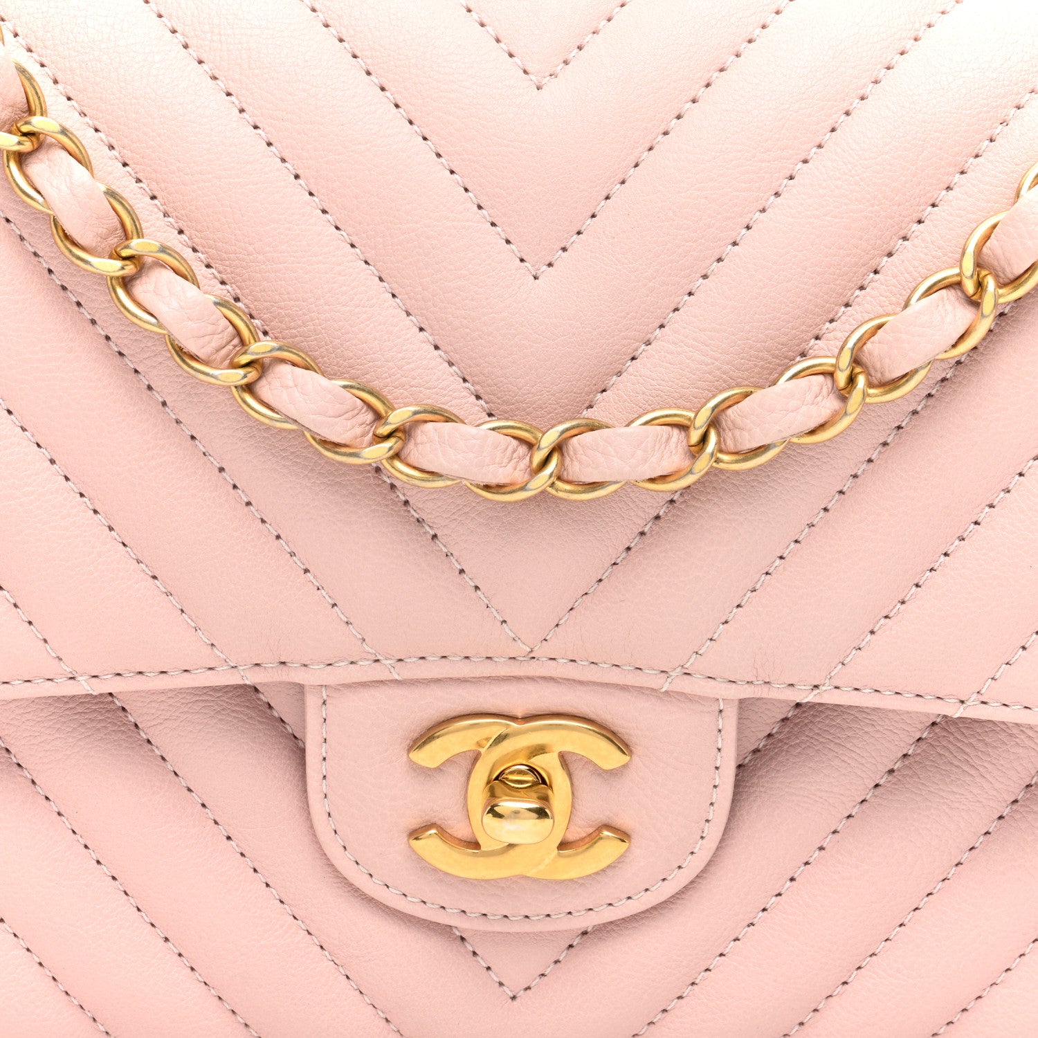 Chanel Calfskin Chevron Quilted Medium Double Flap Light Pink 8 of 10