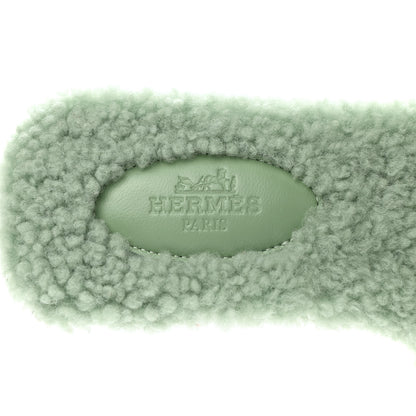 Hermes Woolskin Oran Sandals 35.5 Vert D'Eau 6 of 7
