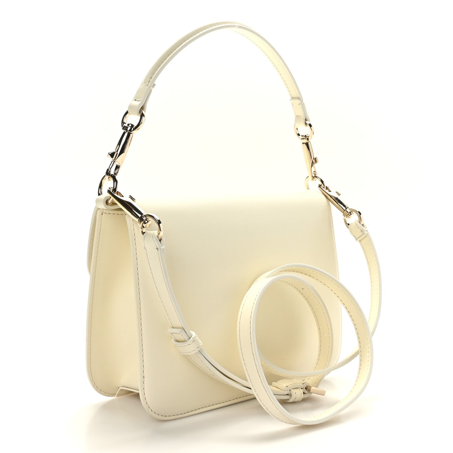 Calfskin Enamel VLogo Loco Flap Shoulder Bag Ivory