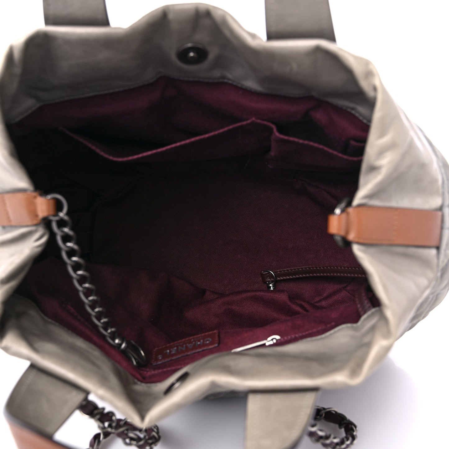 Iridescent Calfskin Quilted Small In The Mix Tote Grey