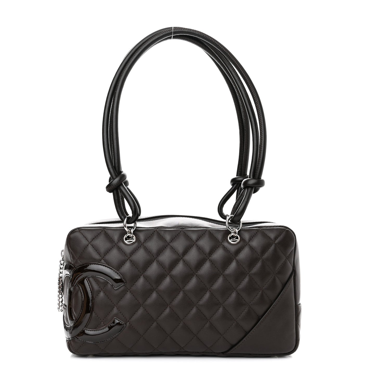 Calfskin Quilted Large Cambon Bowler Dark Brown