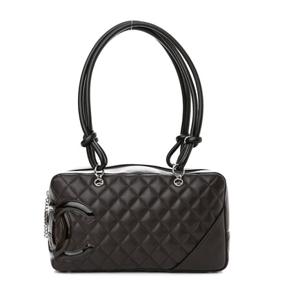 Chanel Calfskin Quilted Large Cambon Bowler Dark Brown 1 of 9
