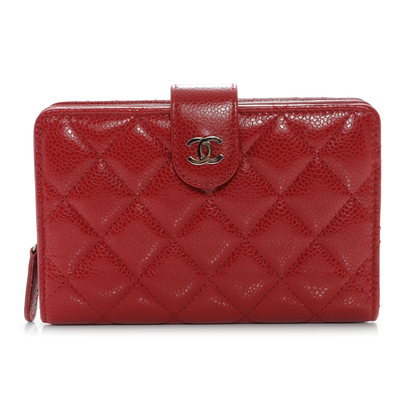 Caviar Quilted Zip Wallet Red