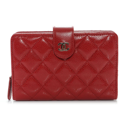 Chanel Caviar Quilted Zip Wallet Red 1 of 9