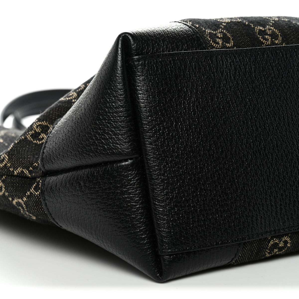 Jacquard Black Denim GG Monogram Medium Ophidia Shopping Tote Black Ivory