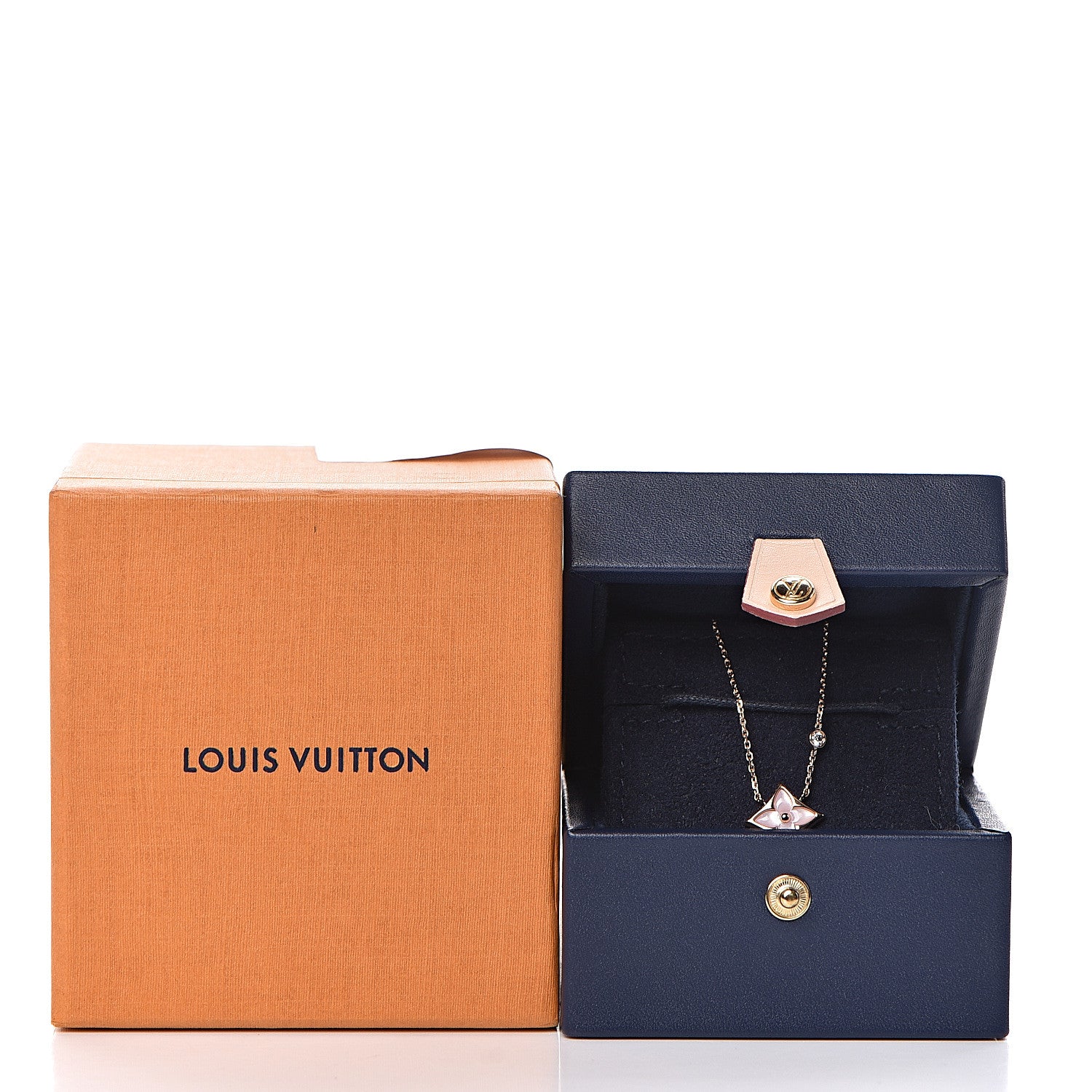 Louis Vuitton 18K Pink Gold Diamond Pink Mother of Pearl Color Blossom BB Star Pendant Necklace 7 of 7