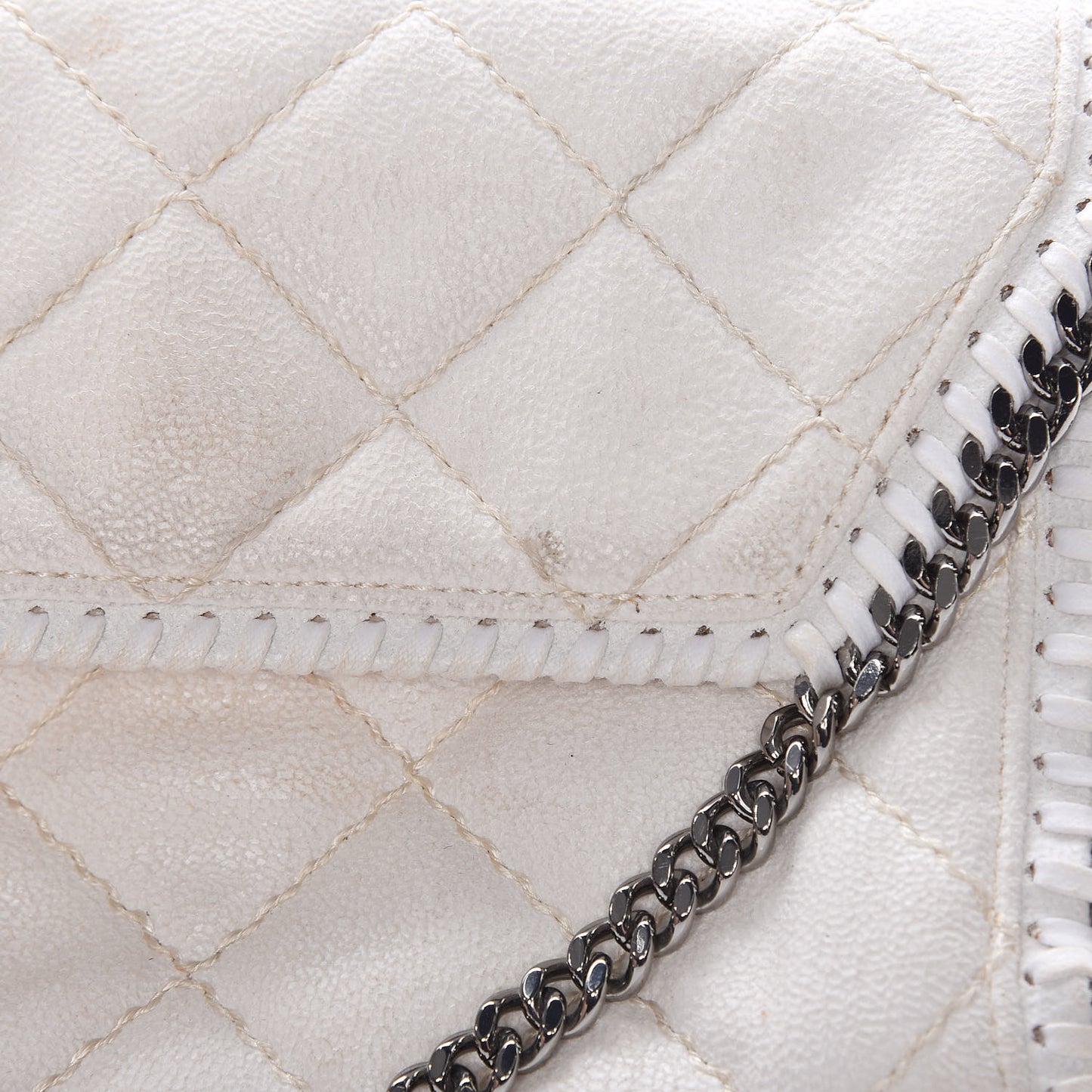 Shaggy Deer Quilted Mini Falabella Fold Over Tote Chalk