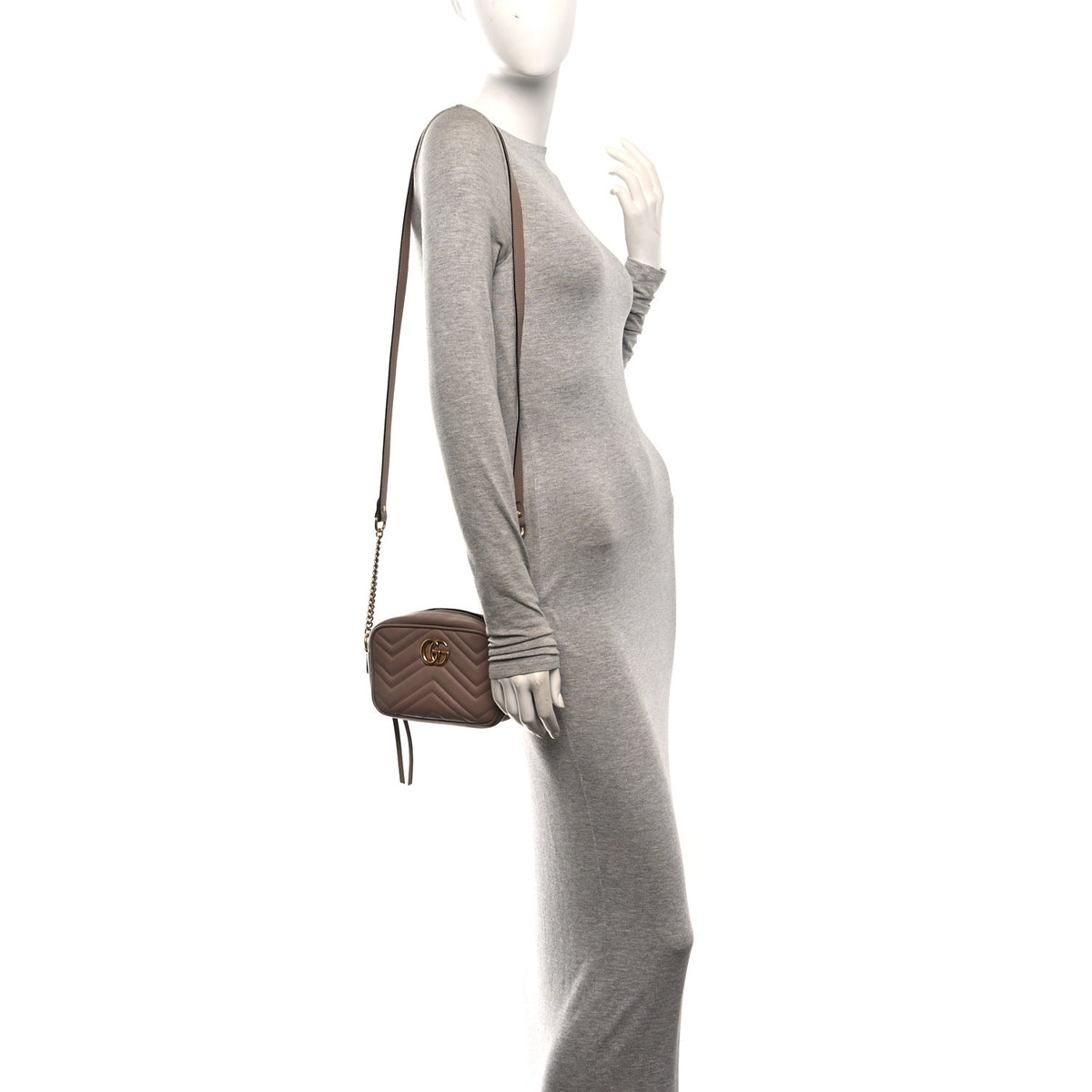 Calfskin Matelasse Mini GG Marmont Chain Shoulder Bag Porcelain Rose