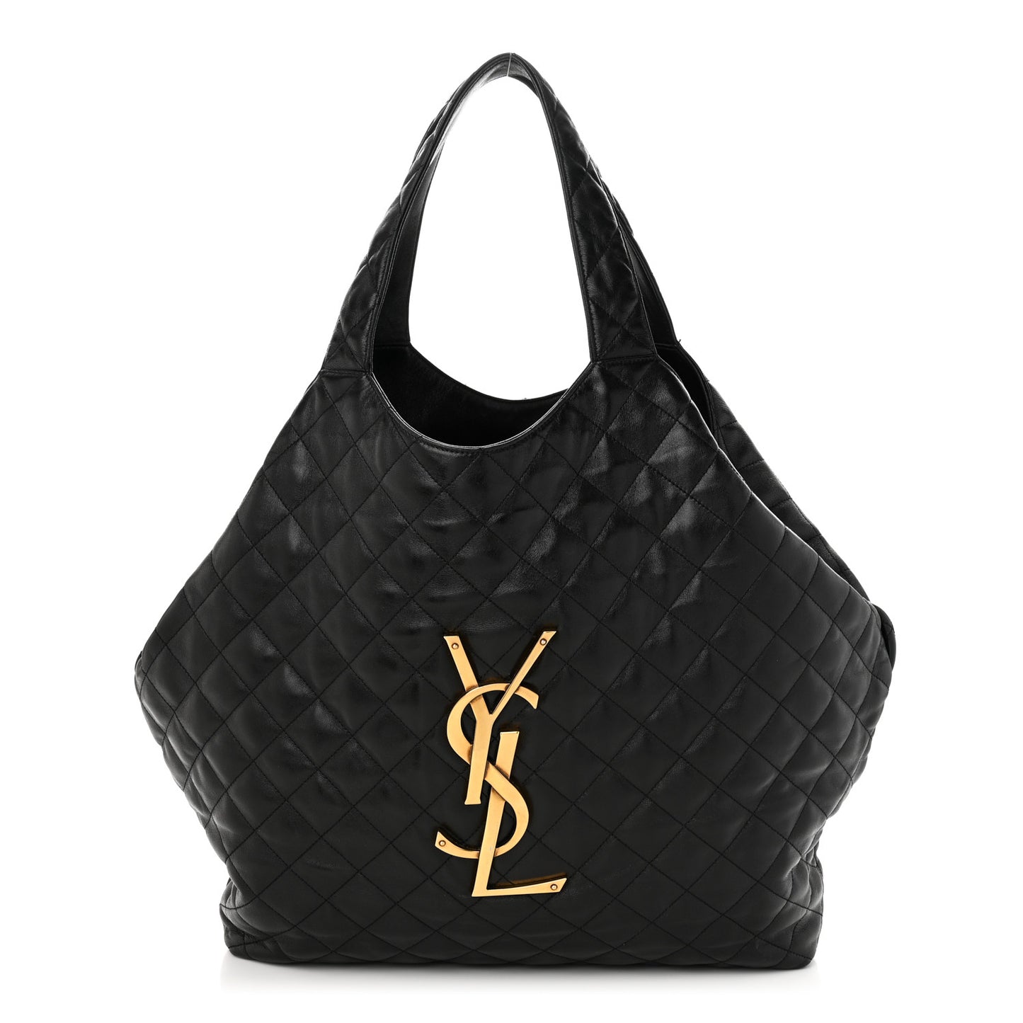 Lambskin Quilted Maxi Icare Shopping Tote Black