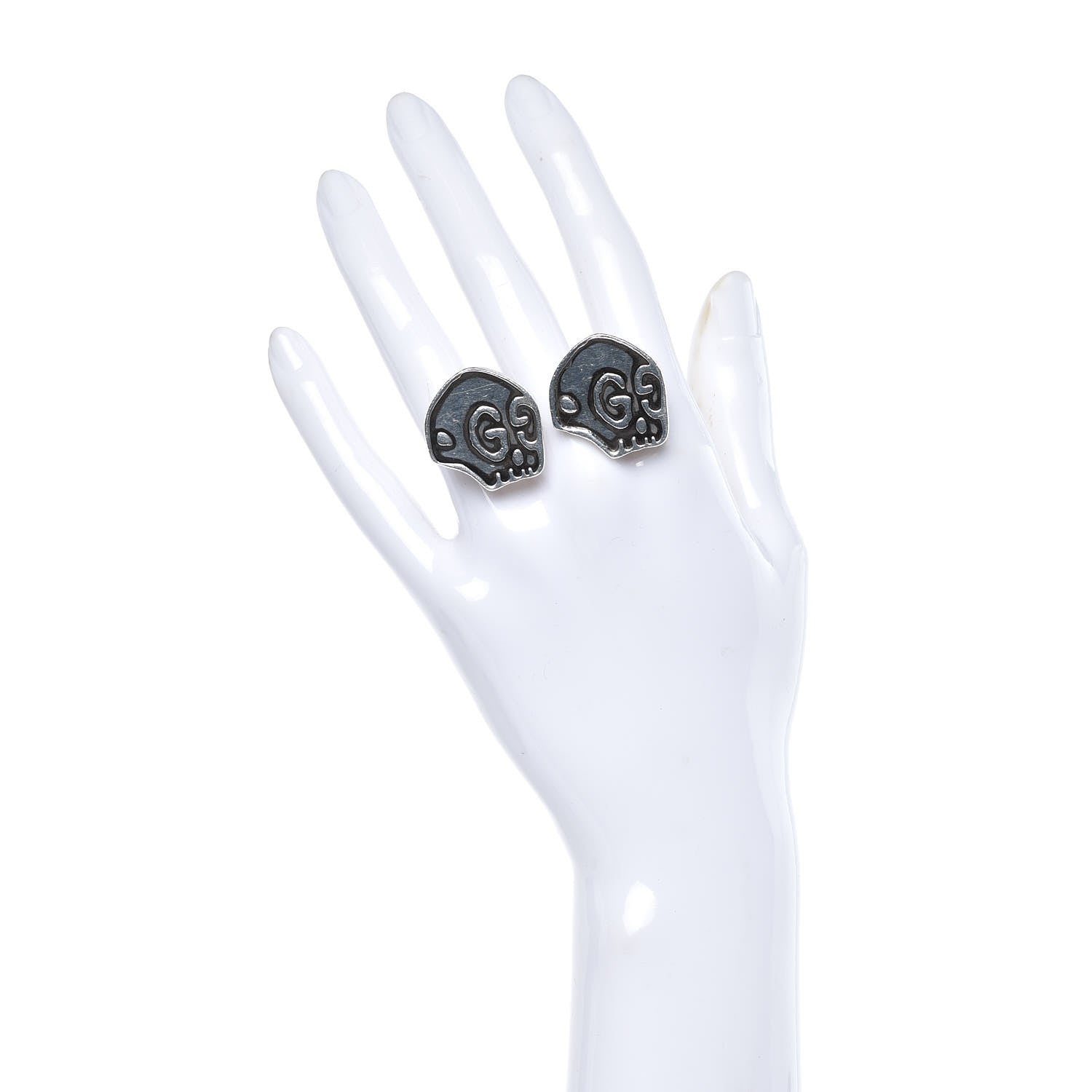 Gucci Sterling Silver GucciGhost Hamlet Skull Double Ring 25 2 of 5