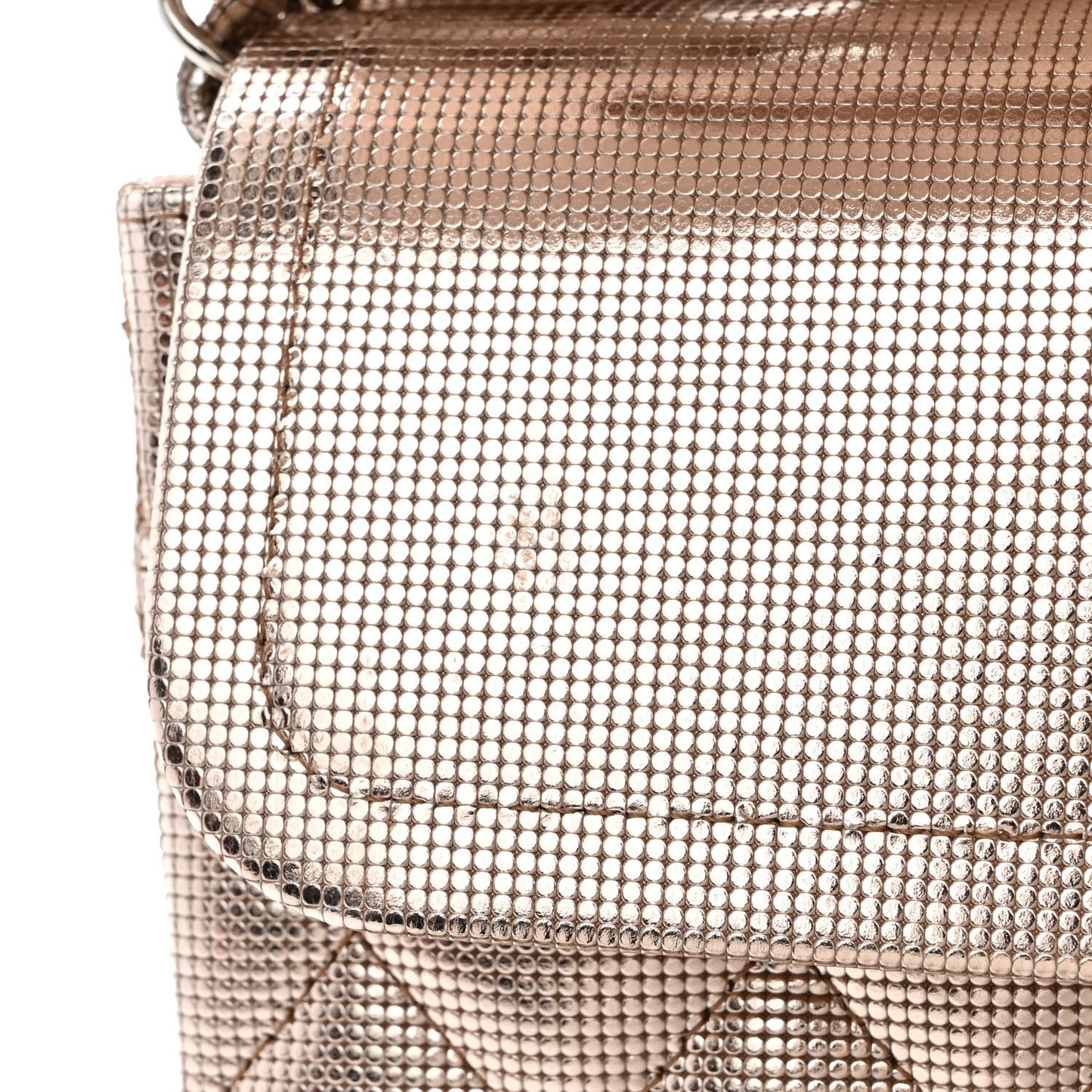 Metallic Calfskin Pixel Effect Medium Double Flap Pinky Gold