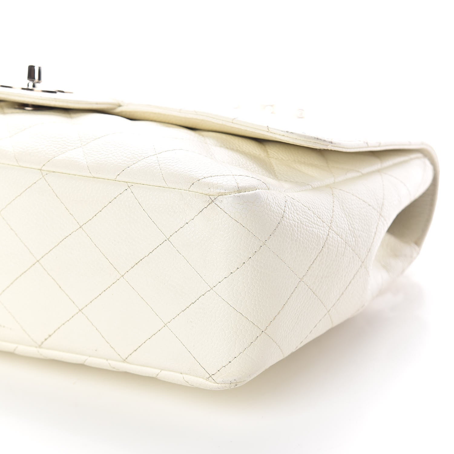 Chanel Caviar Quilted Jumbo Single Flap White 11 of 13