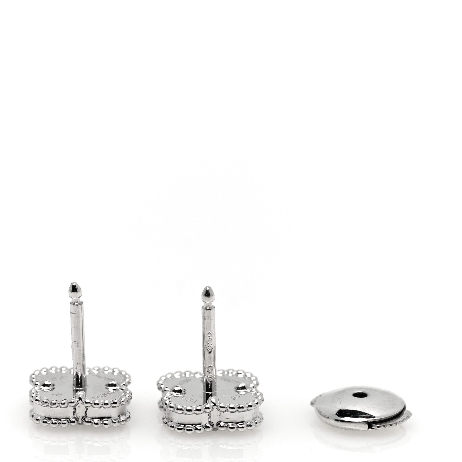 Van Cleef & Arpels 18K White Gold Mother of Pearl Sweet Alhambra Earrings 3 of 5